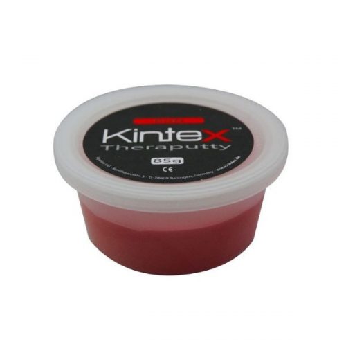 Ergoterapinė masė Kintex, raudona. Svoris : 85 g. Spalva : Raudona – vidutinio kietumo