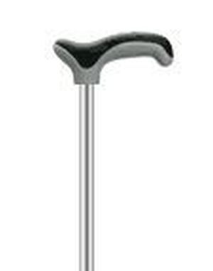 Metalinė reguliuojamo aukščio lazdelė  neslystančia rankena.  Spalva : Pilka