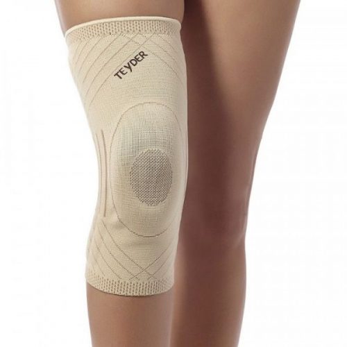 Elastinis kelio įtvaras su silikoniniu žiedu. Sutvirtintas šoniniais fiksatoriais (Teyder 235 Gold)