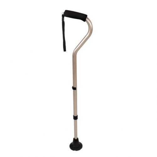 Metalinė lazdelė su dirželiu, minkšta rankena ir plačiu antgaliu.