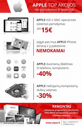 APPLE TOP AKCIJOS REMONTO DARBAMS