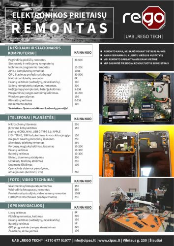 ELEKTRONIKOS REMONTAS visoje Lietuvoje . Paslaugos ir kaina