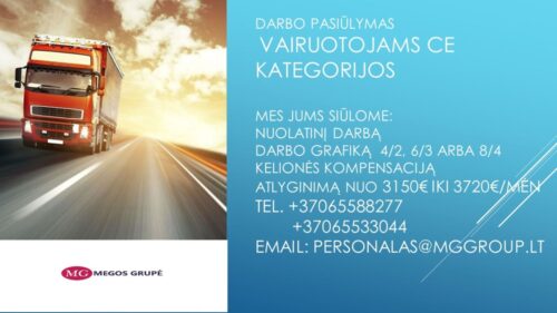 Vairuotojai CE kategorijos