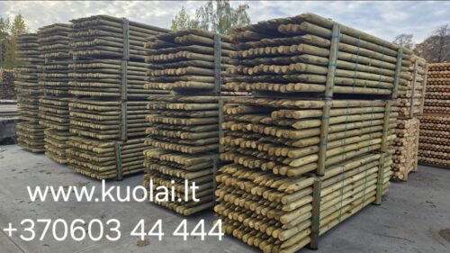 Mediniai impregnuoti kuolai – tiesiai iš gamintojo 2,50 € Trakų r. Mediniai impregnuoti kuolai – tiesiai iš gamintojo