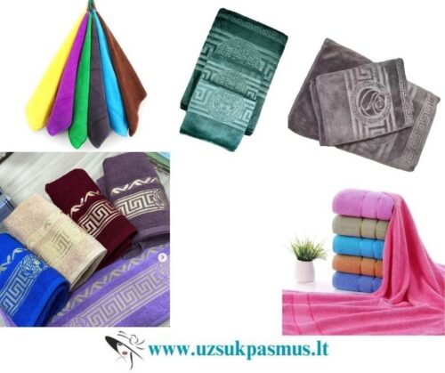 Mikropluošto (arba mikrofibros) rankšluosčiai, rankšluosčių komplektai, turbanai, pirties rankšluosčiai