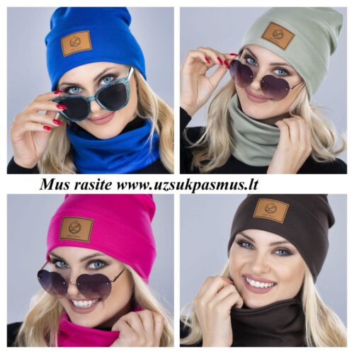 Medvilninės kepurės su movomis rudeniui