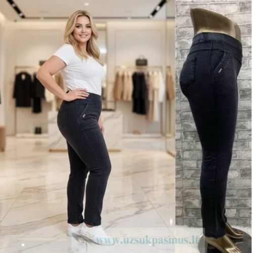 Džinsų stiliaus labai tamprios laisvalaikio kelnės