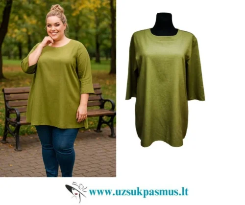 Ilgos platėjančios palaidinės. Dideli dydžiai