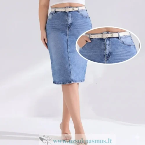 Džinsiniai midi sijonai apkūnioms Moon Girl