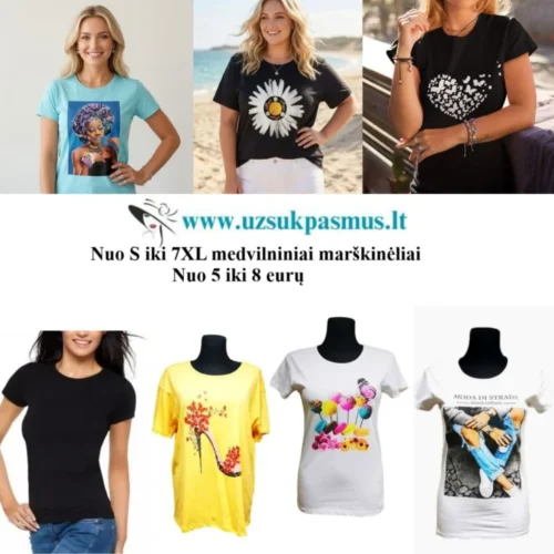 Trikotažiniai marškinėliai nuo S iki 7XL