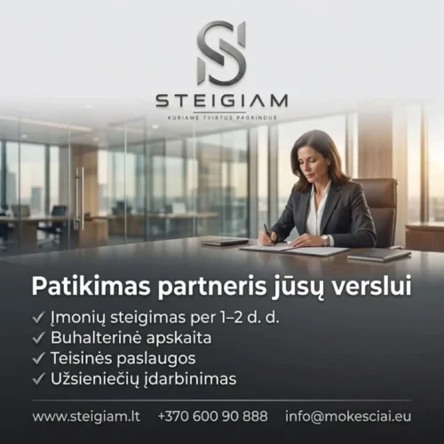 Įmonės steigimas/pardavimas; teisinės, migracijos, buhalterinės paslaugos